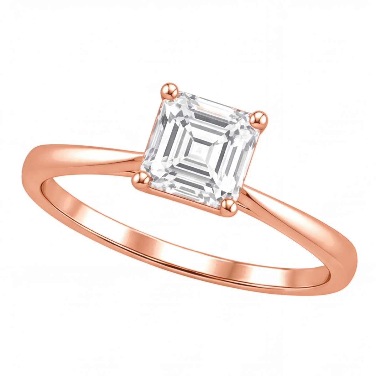 Galina engagement ring by Tiani Jewellery shown in rose gold, white gold and yellow gold.