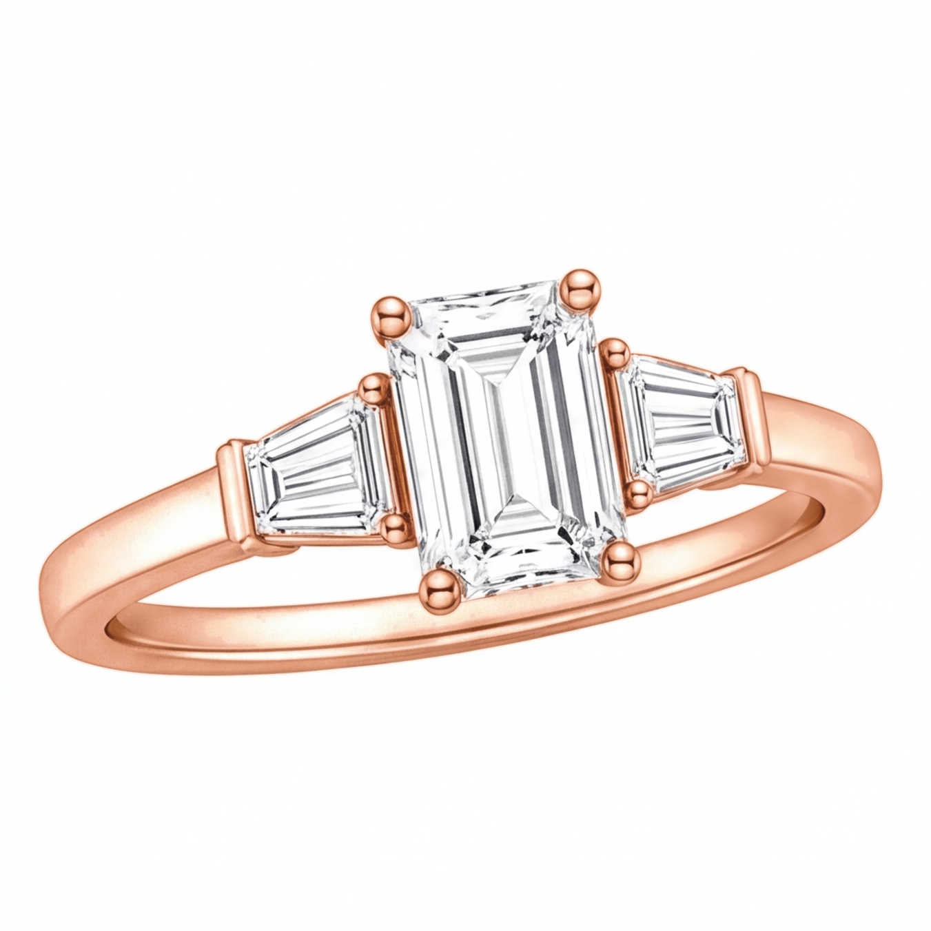 Aster engagement ring by Tiani Jewellery shown in rose gold, white gold and yellow gold.