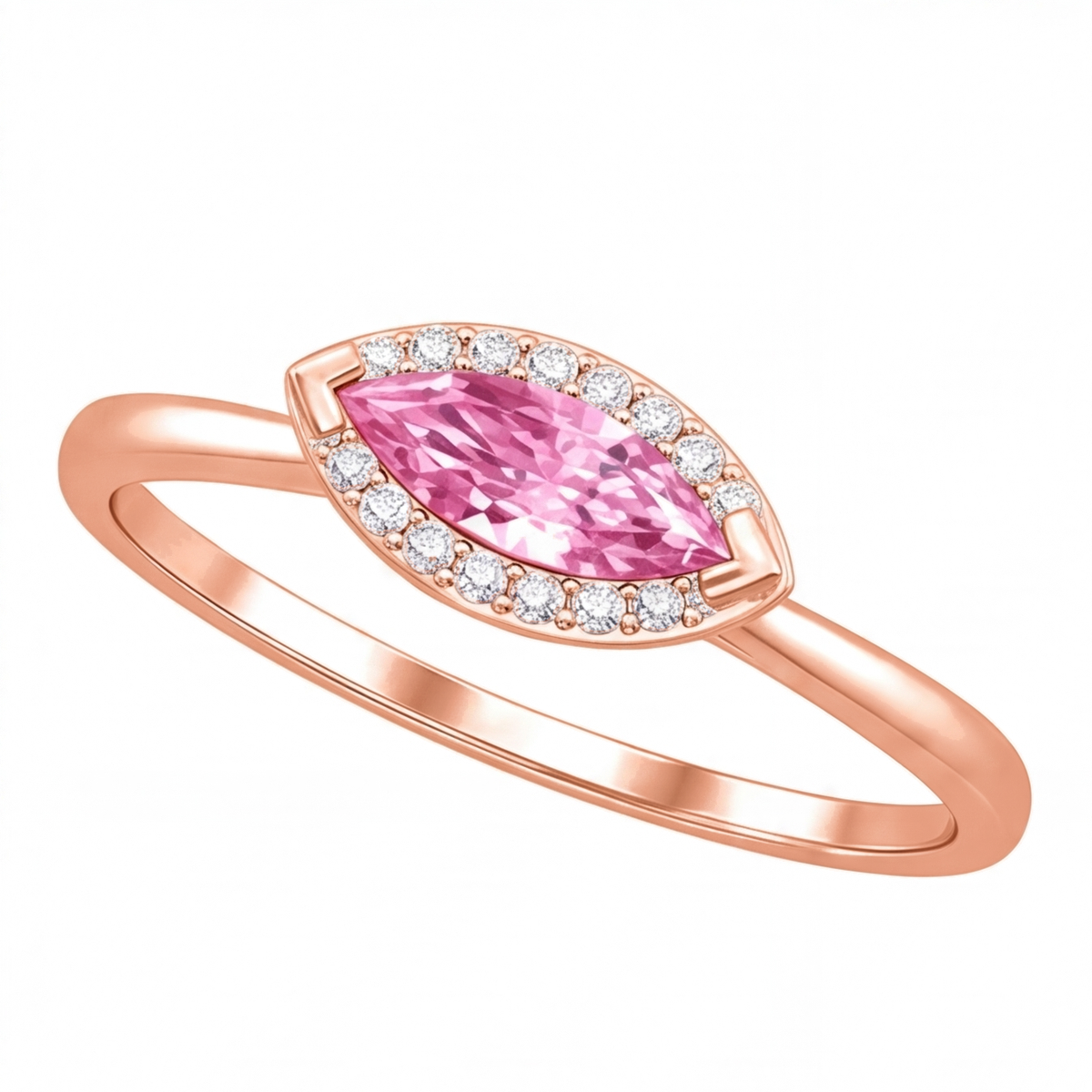 Hestia engagement ring by Tiani Jewellery shown in rose gold, white gold and yellow gold.