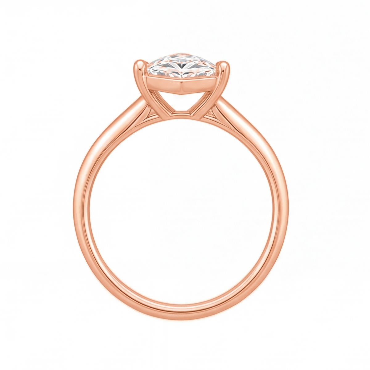 Carlotta engagement ring by Tiani Jewellery shown in rose gold, white gold and yellow gold.