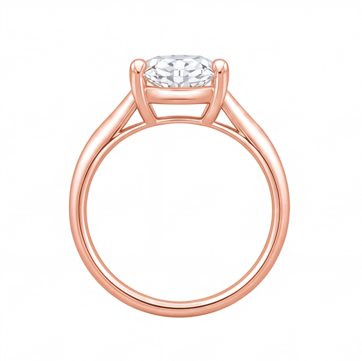 Pia cushion diamond solitaire engagement ring by Tiani Jewellery shown in rose gold, white gold and yellow gold.