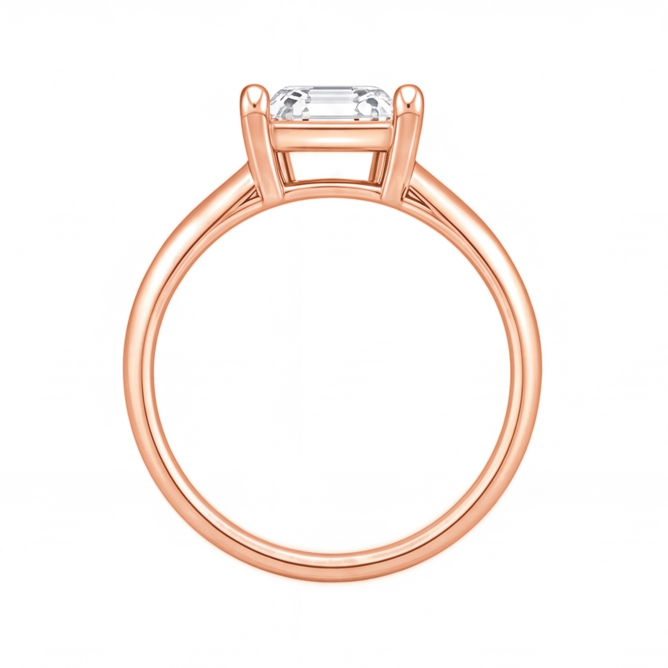 Yuna Asscher diamond solitaire engagement ring by Tiani Jewellery shown in rose gold, white gold and yellow gold.