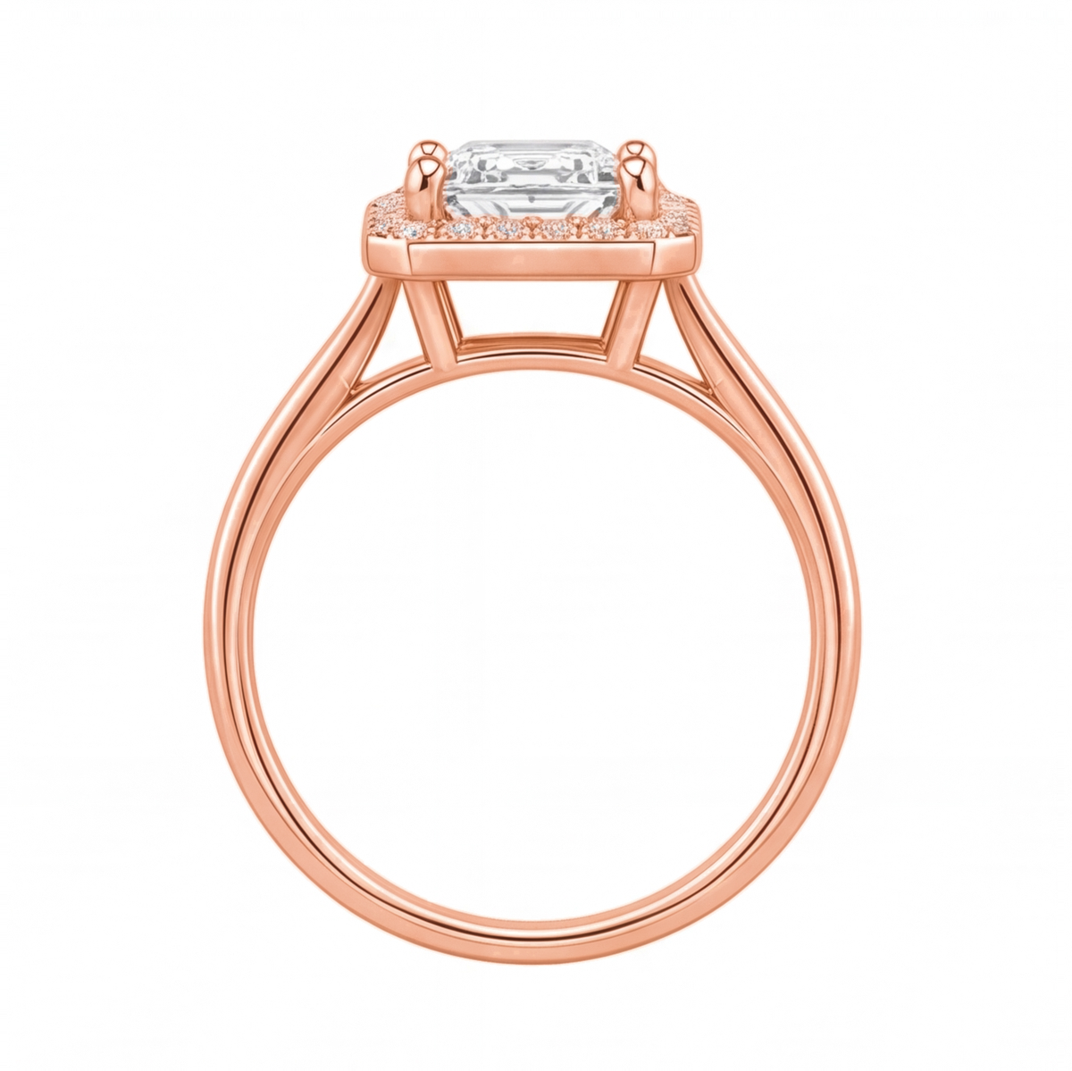 Zelia engagement ring by Tiani Jewellery shown in rose gold, white gold and yellow gold.