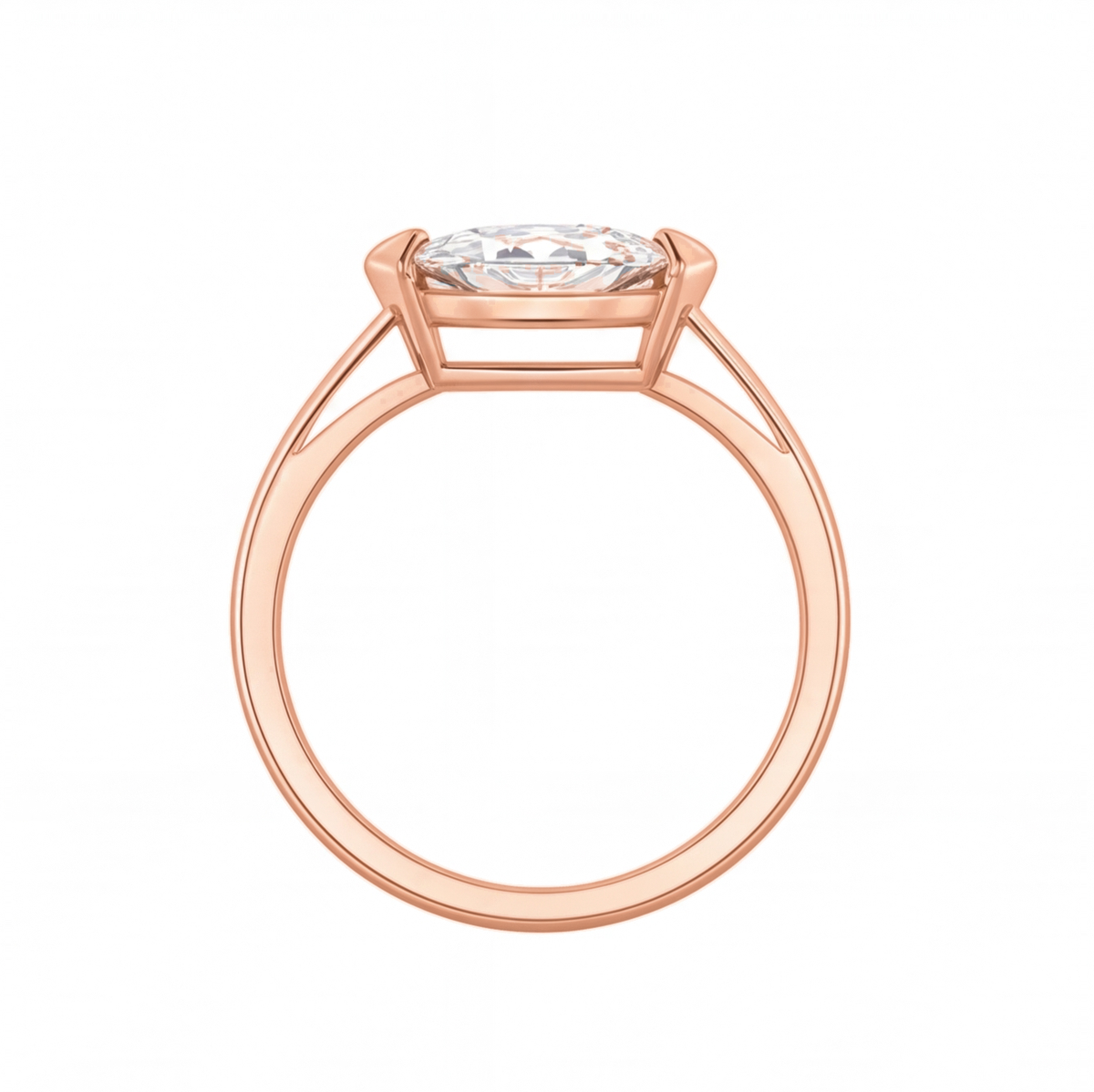 Renata east-west marquise diamond engagement ring by Tiani Jewellery shown in rose gold, white gold and yellow gold.