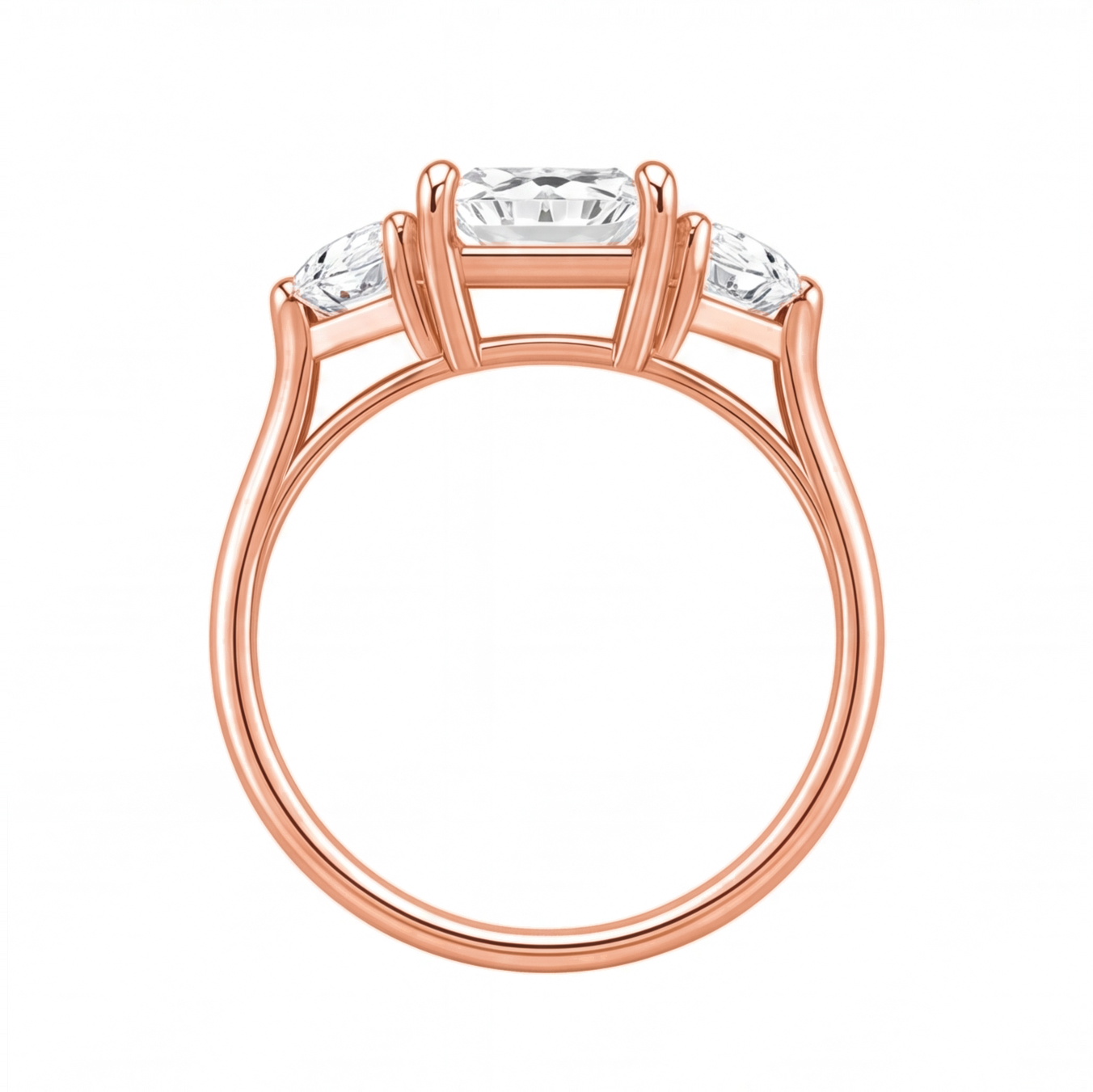 Ulani engagement ring by Tiani Jewellery shown in rose gold, white gold and yellow gold.