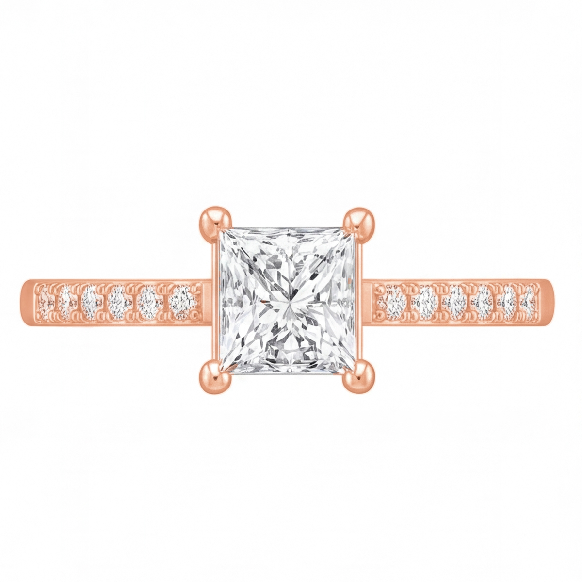 Solene engagement ring by Tiani Jewellery shown in rose gold, white gold and yellow gold.