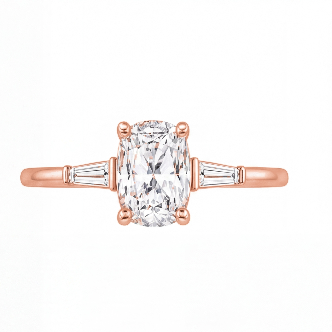 Faye engagement ring by Tiani Jewellery shown in rose gold, white gold and yellow gold.
