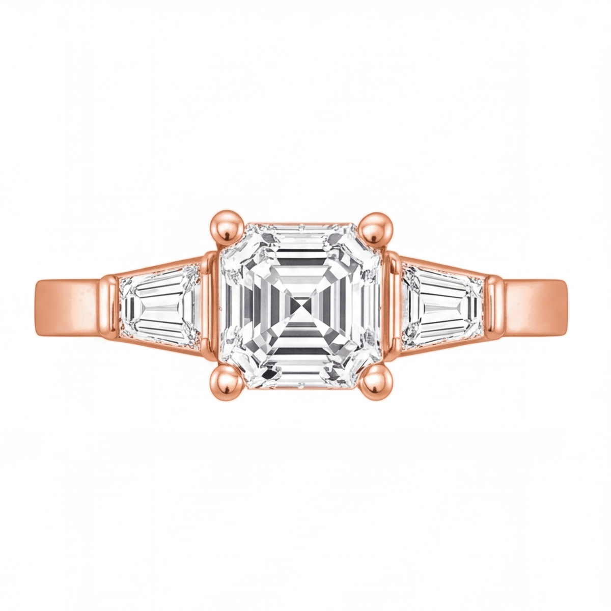 Celine engagement ring by Tiani Jewellery shown in rose gold, white gold and yellow gold.