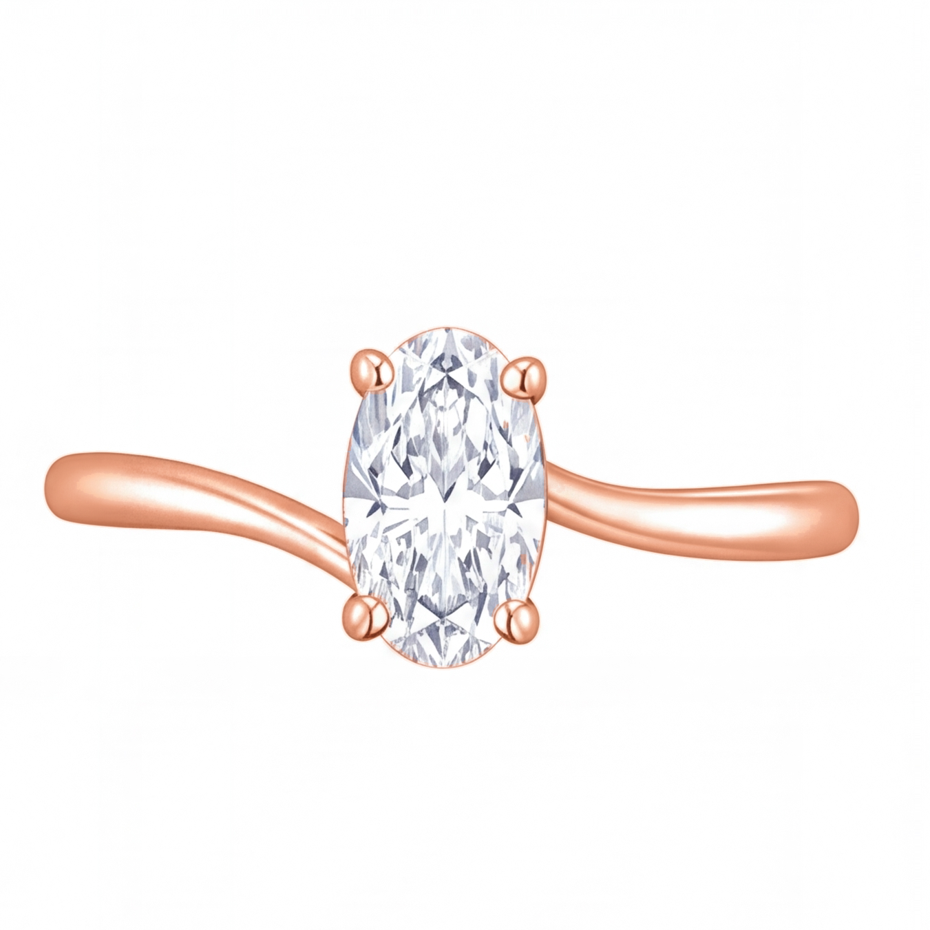 Cressida oval diamond bypass engagement ring by Tiani Jewellery in rose gold, white gold and yellow gold.