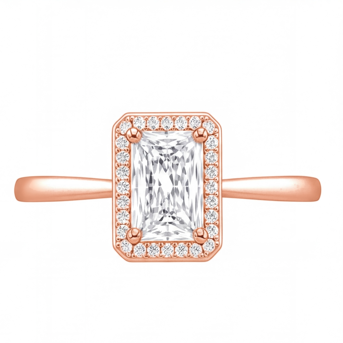 Katia engagement ring by Tiani Jewellery shown in rose gold, white gold and yellow gold.