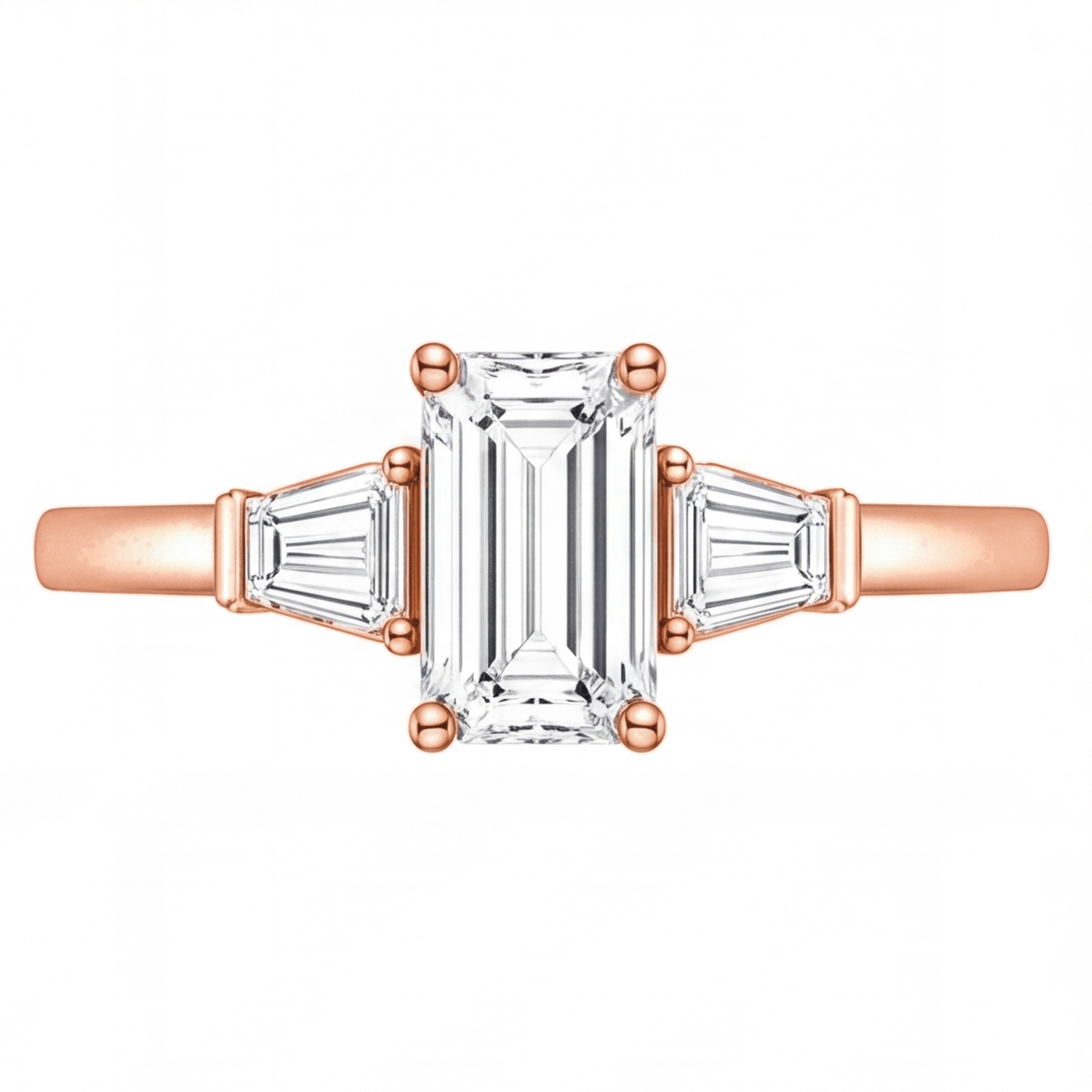 Aster engagement ring by Tiani Jewellery shown in rose gold, white gold and yellow gold.