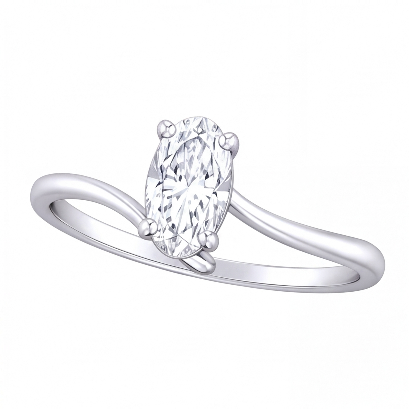 Cressida oval diamond bypass engagement ring by Tiani Jewellery in rose gold, white gold and yellow gold.