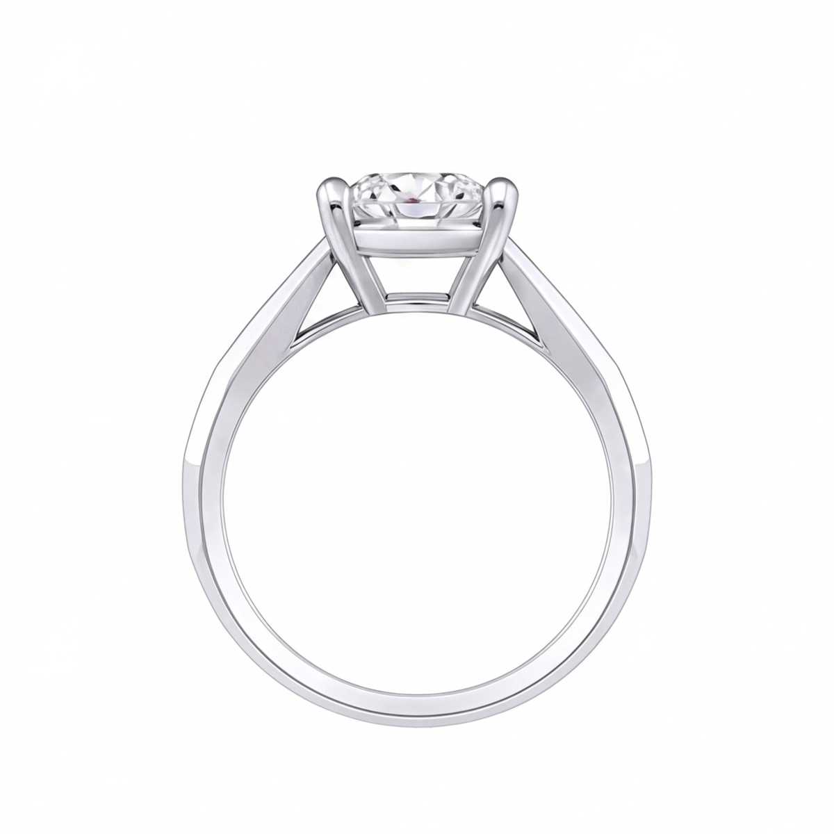 Sarai round diamond flat band engagement ring by Tiani Jewellery shown in rose gold, white gold and yellow gold.