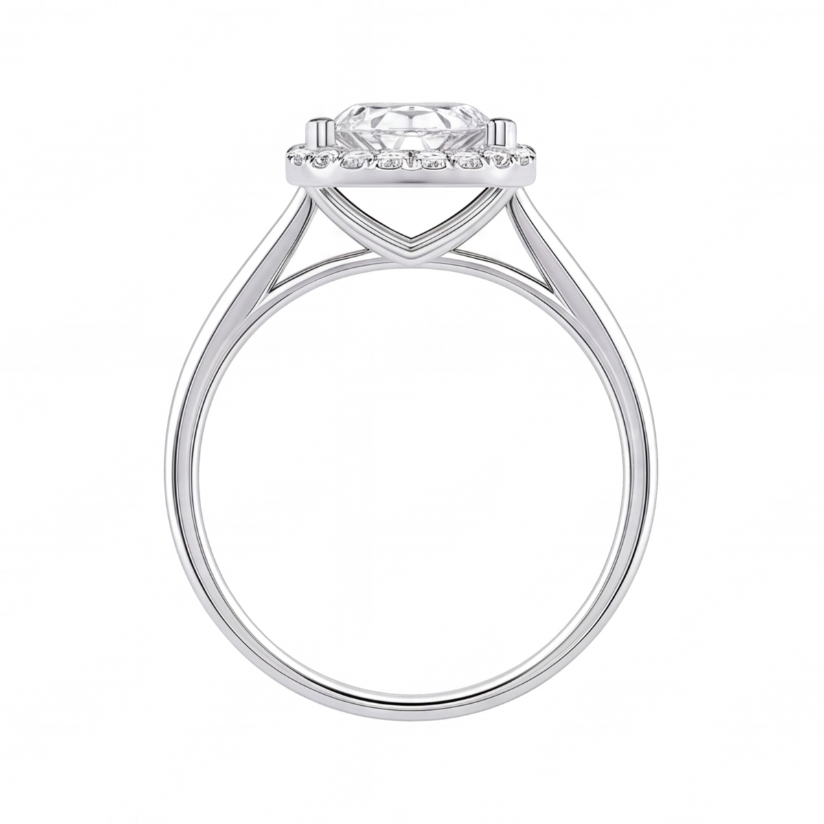 Jocasta engagement ring by Tiani Jewellery shown in rose gold, white gold and yellow gold.