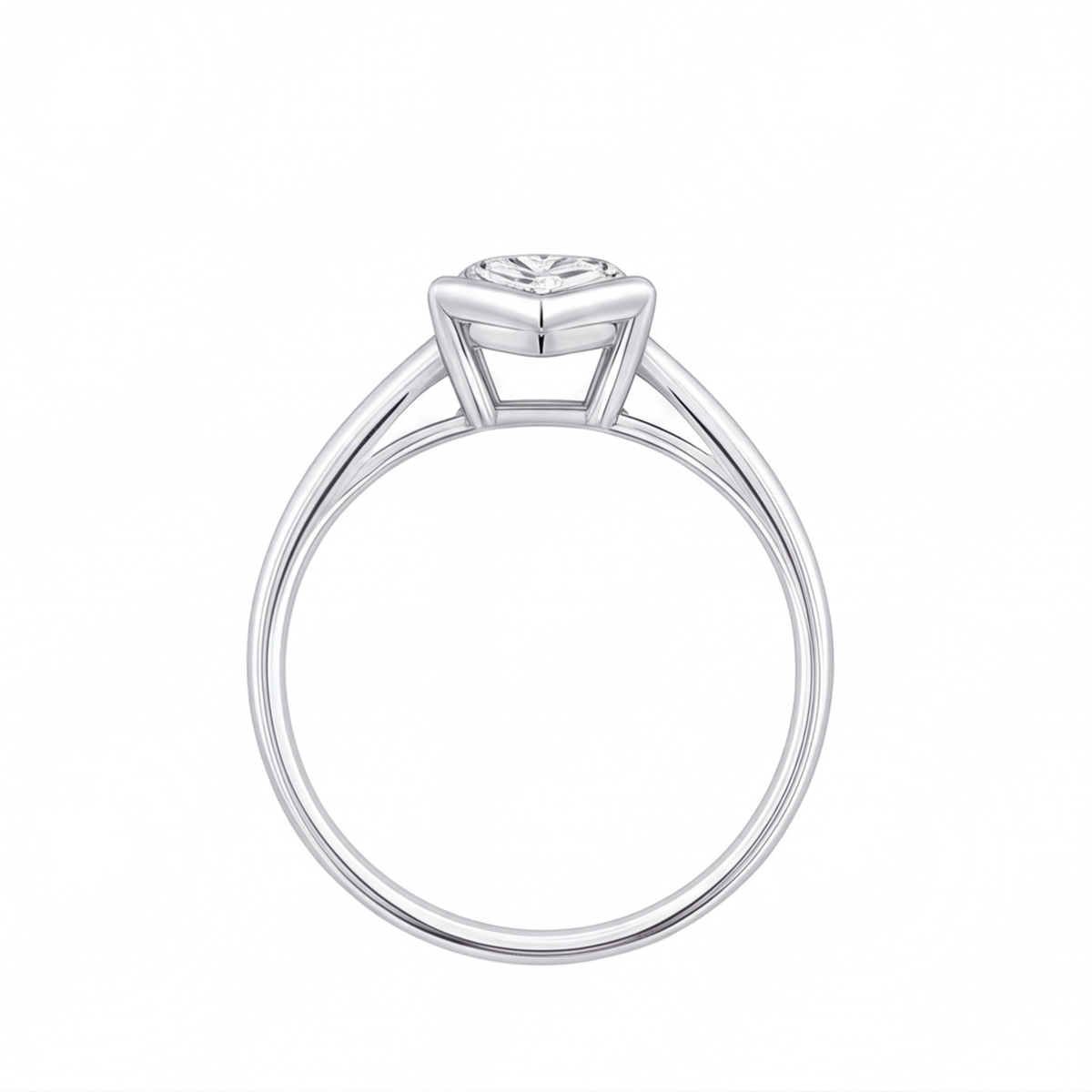 Zora engagement ring by Tiani Jewellery shown in rose gold, white gold and yellow gold.