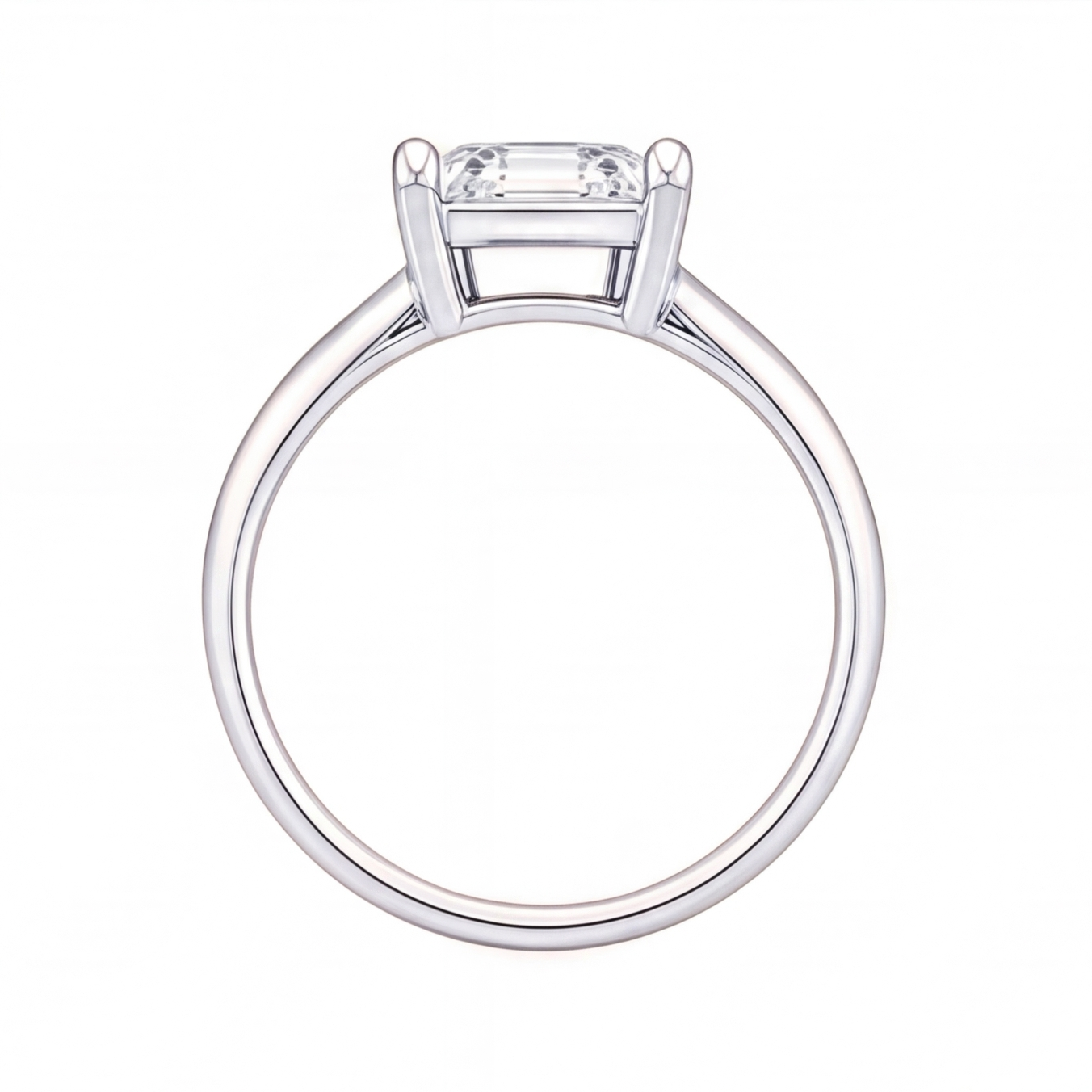 Yuna Asscher diamond solitaire engagement ring by Tiani Jewellery shown in rose gold, white gold and yellow gold.