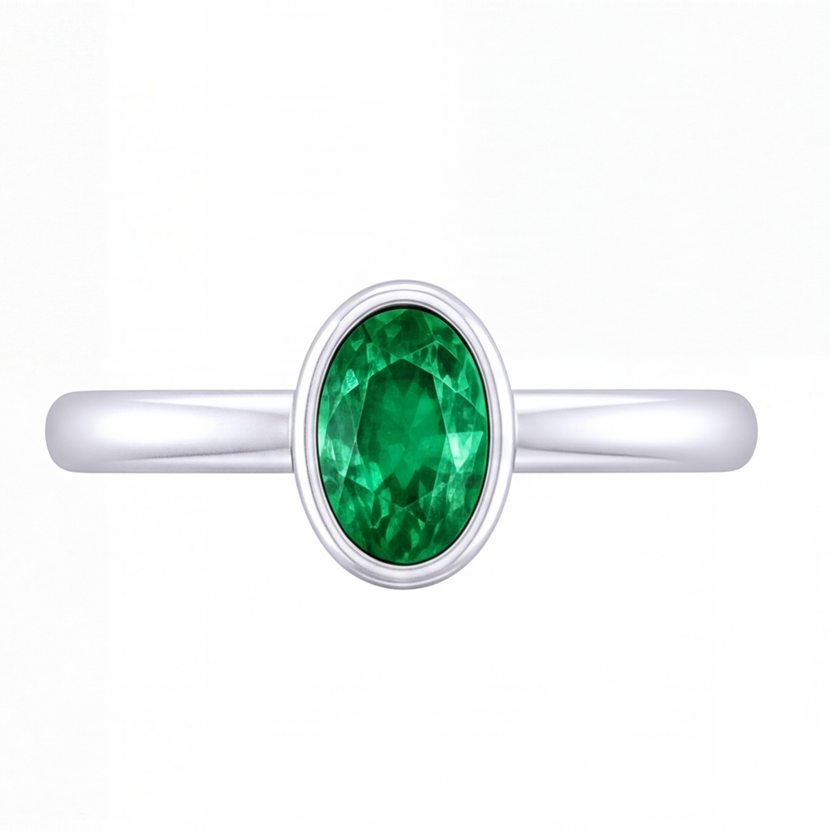 Arianwen green oval gemstone bezel engagement ring by Tiani Jewellery in rose gold, white gold and yellow gold.