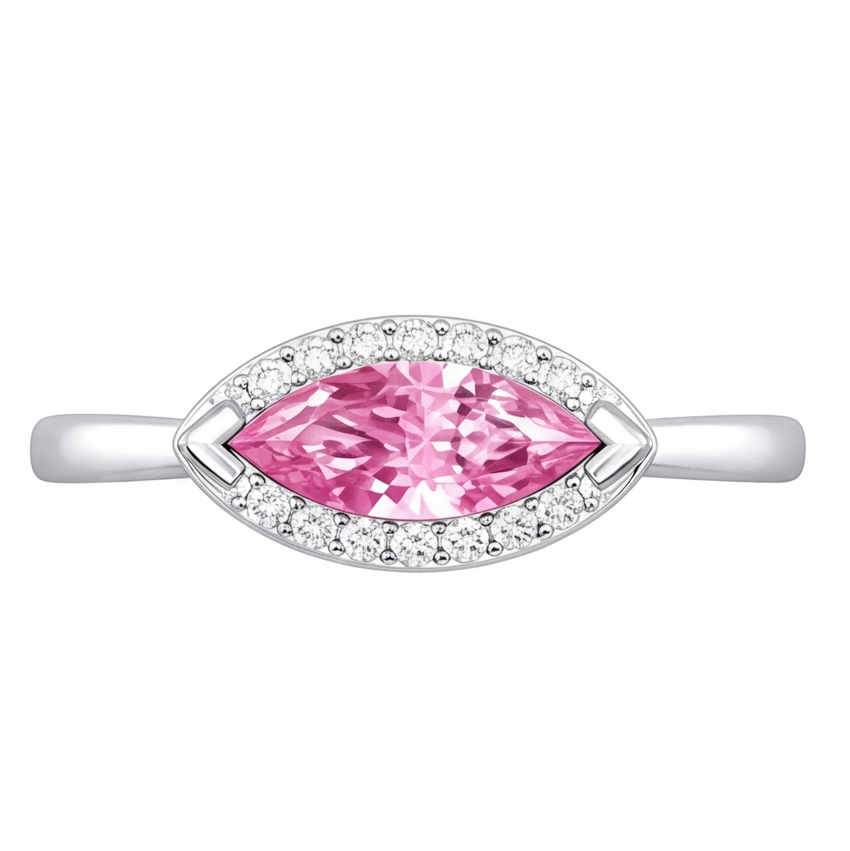 Hestia engagement ring by Tiani Jewellery shown in rose gold, white gold and yellow gold.