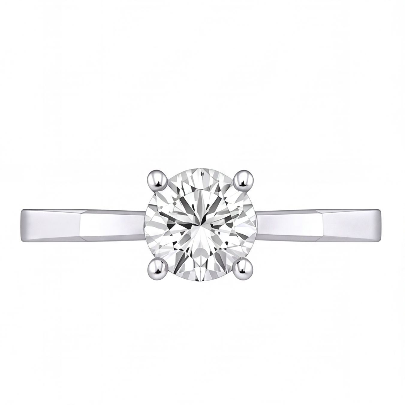 Sarai round diamond flat band engagement ring by Tiani Jewellery shown in rose gold, white gold and yellow gold.