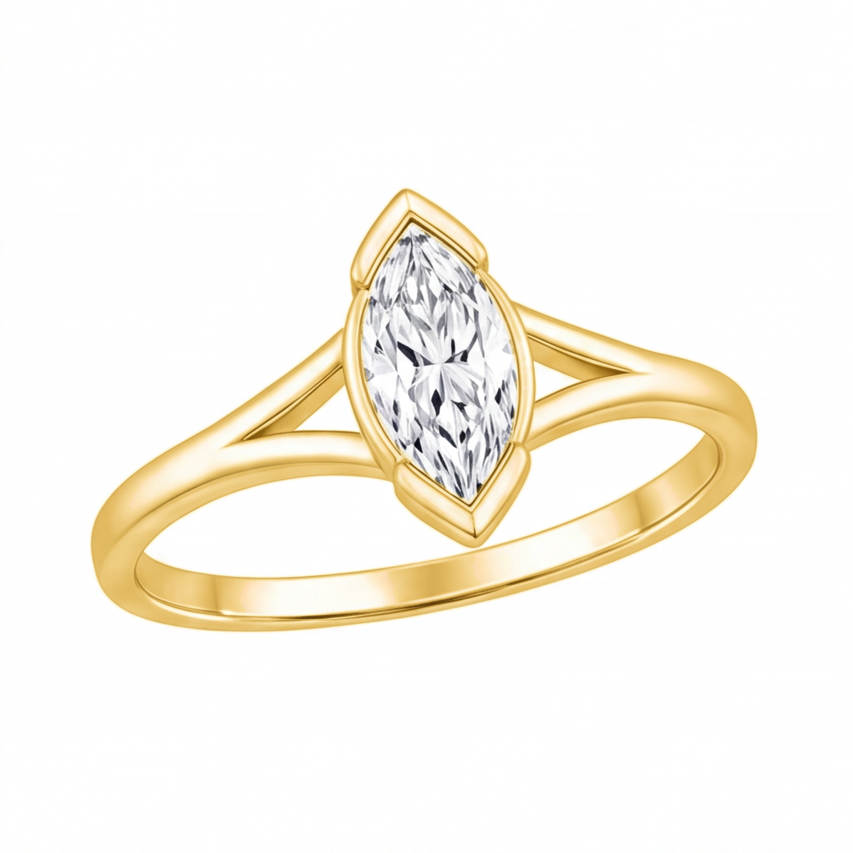 Zora engagement ring by Tiani Jewellery shown in rose gold, white gold and yellow gold.