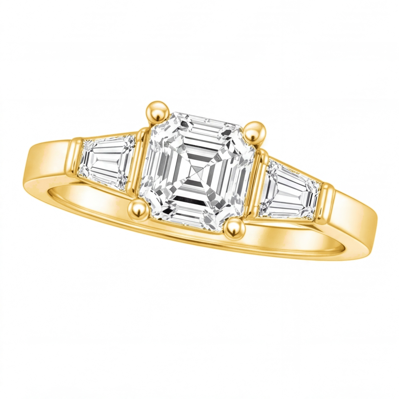 Celine engagement ring by Tiani Jewellery shown in rose gold, white gold and yellow gold.