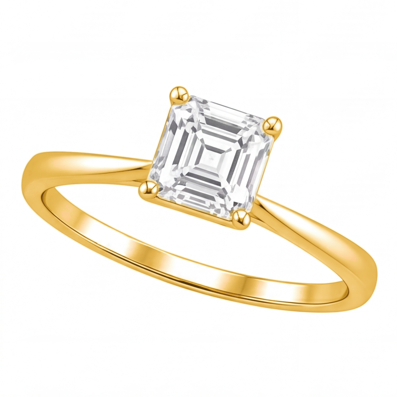 Galina engagement ring by Tiani Jewellery shown in rose gold, white gold and yellow gold.