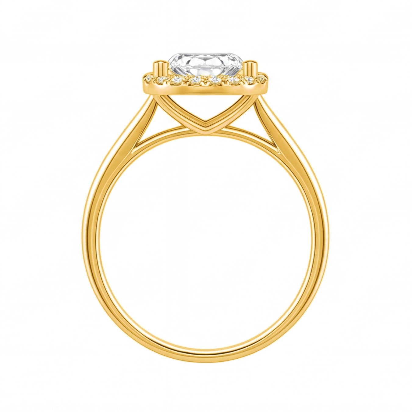 Jocasta engagement ring by Tiani Jewellery shown in rose gold, white gold and yellow gold.