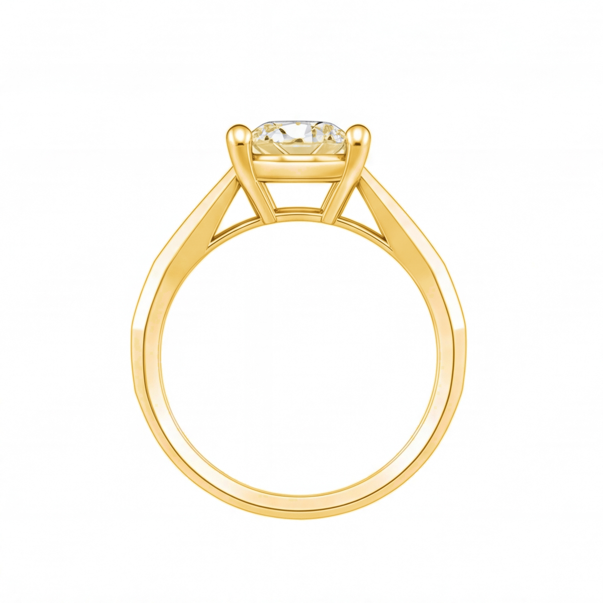 Sarai round diamond flat band engagement ring by Tiani Jewellery shown in rose gold, white gold and yellow gold.