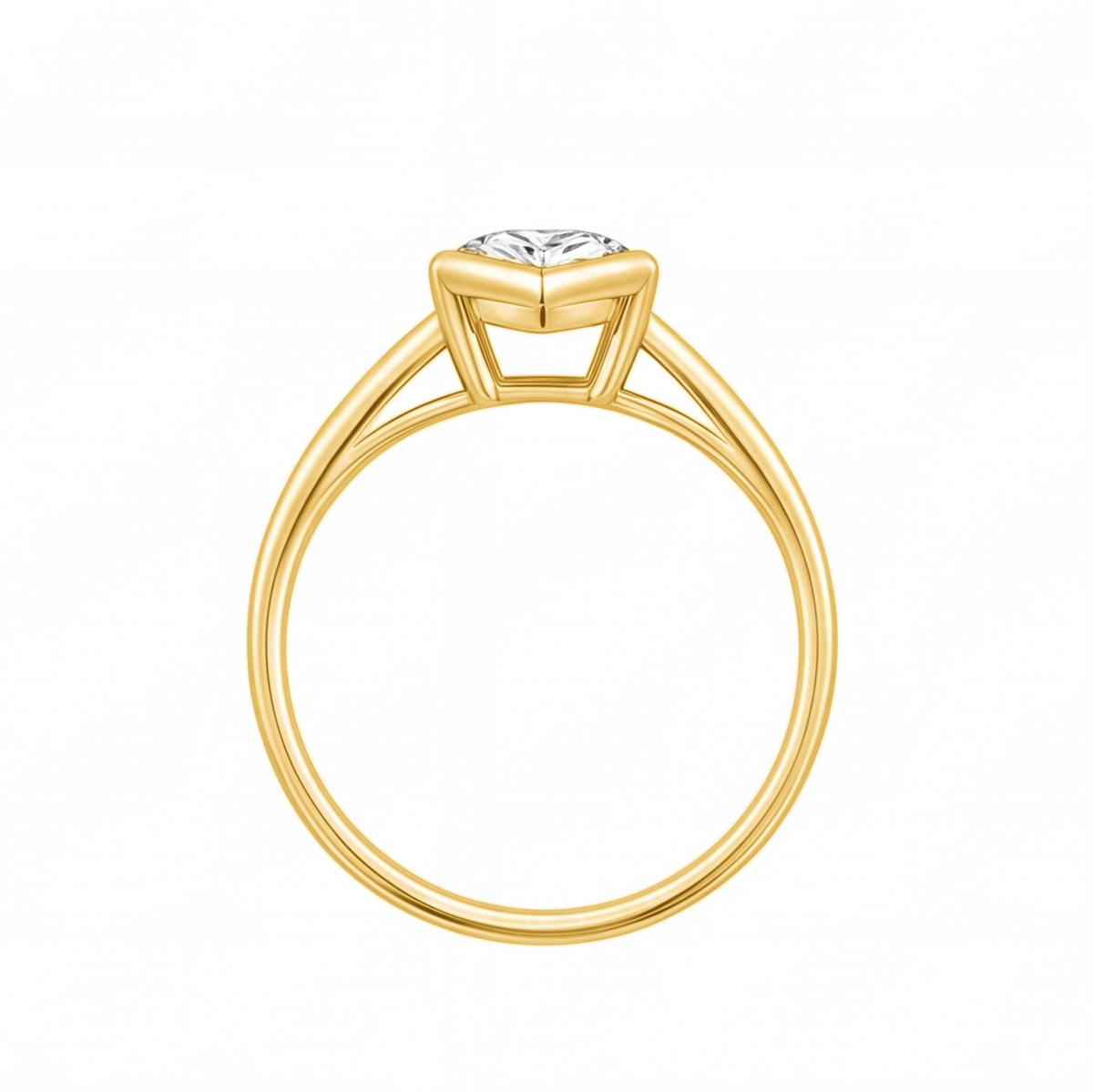 Zora engagement ring by Tiani Jewellery shown in rose gold, white gold and yellow gold.