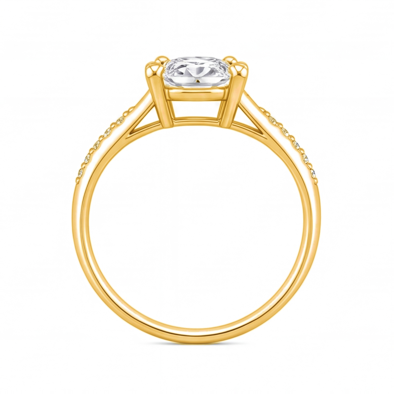 Mireille engagement ring by Tiani Jewellery shown in rose gold, white gold and yellow gold.