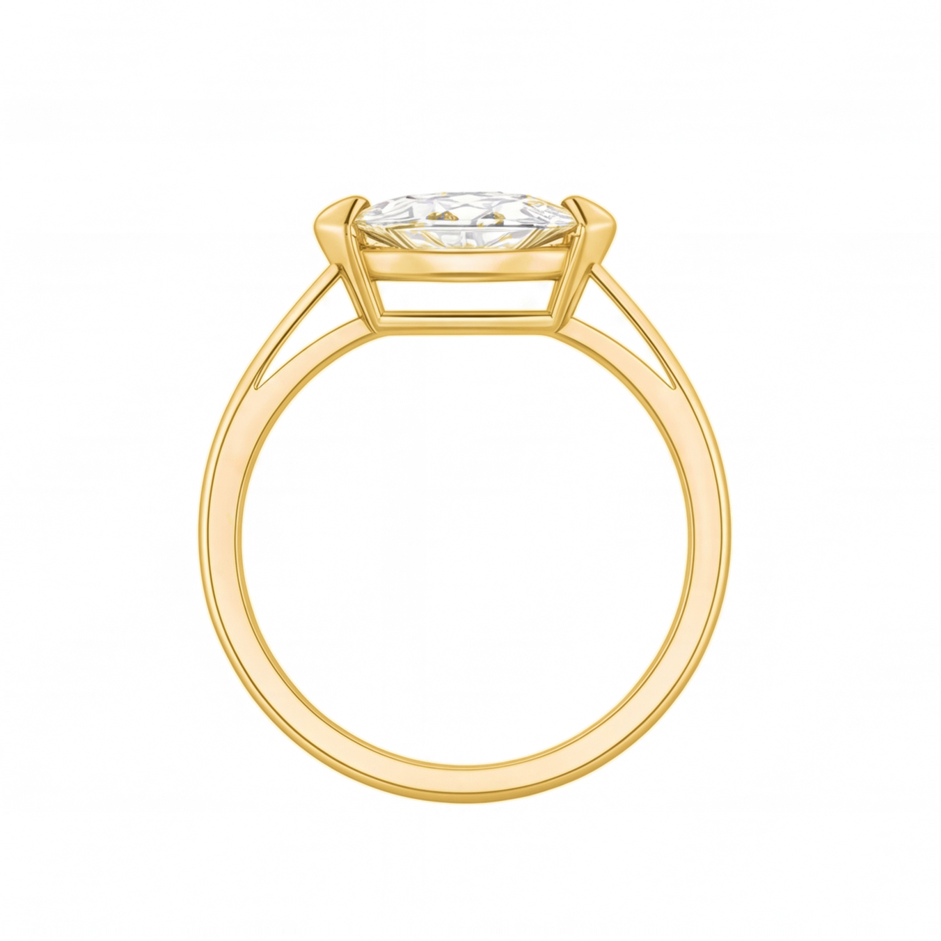 Renata east-west marquise diamond engagement ring by Tiani Jewellery shown in rose gold, white gold and yellow gold.