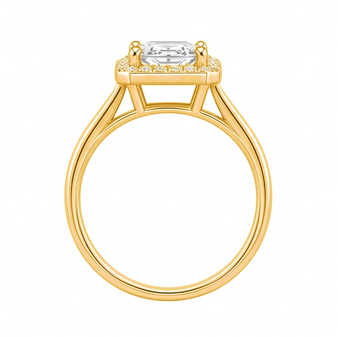 Zelia engagement ring by Tiani Jewellery shown in rose gold, white gold and yellow gold.