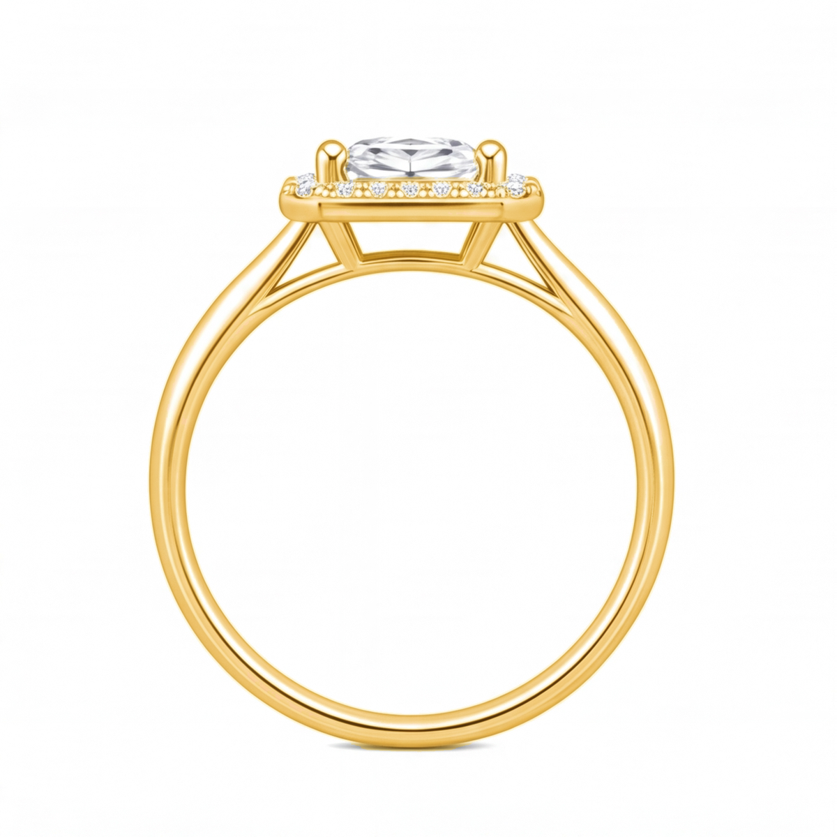 Katia engagement ring by Tiani Jewellery shown in rose gold, white gold and yellow gold.