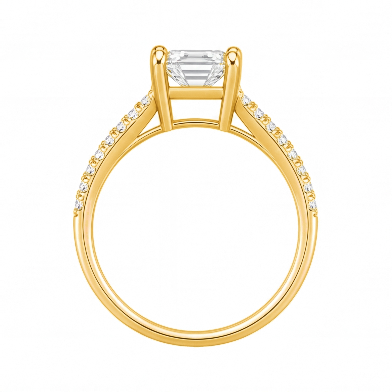 Elspeth engagement ring by Tiani Jewellery shown in rose gold, white gold and yellow gold.