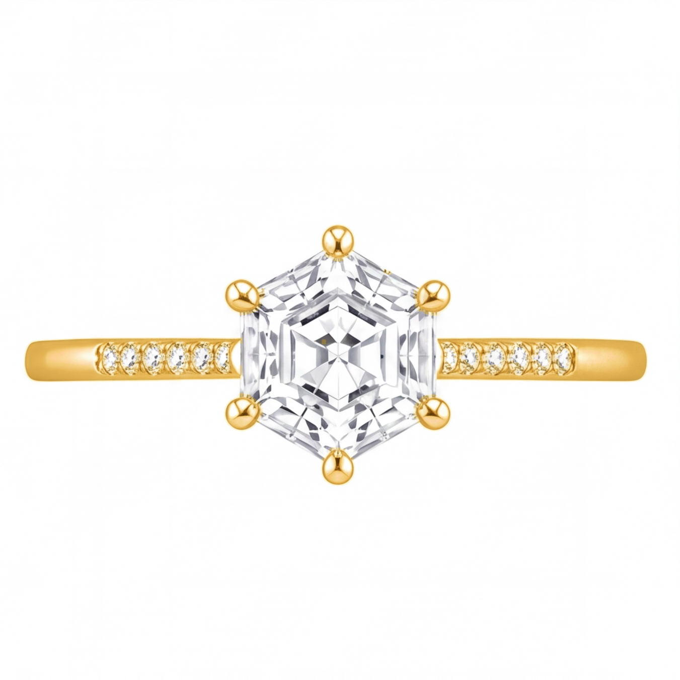 Mireille engagement ring by Tiani Jewellery shown in rose gold, white gold and yellow gold.