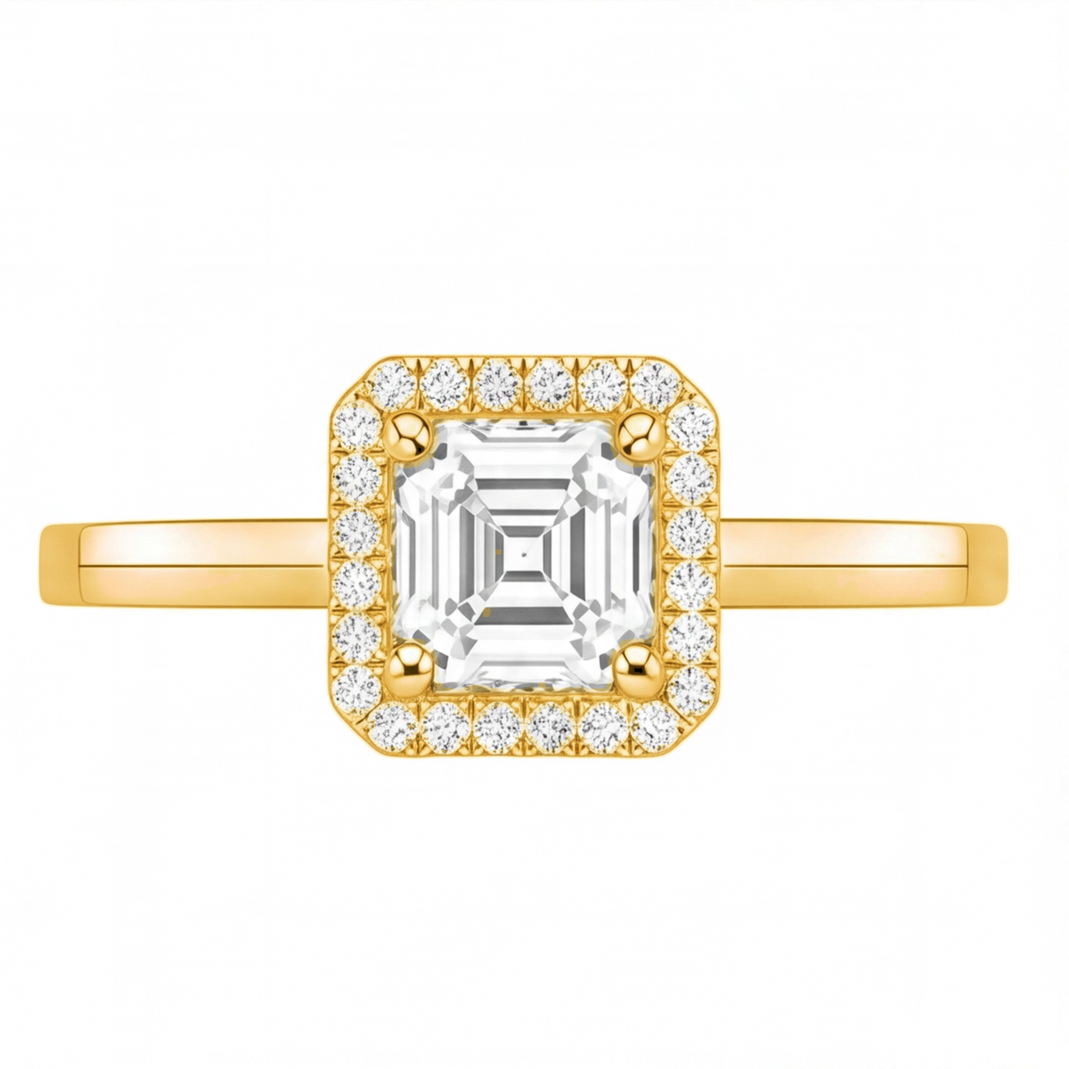 Zelia engagement ring by Tiani Jewellery shown in rose gold, white gold and yellow gold.