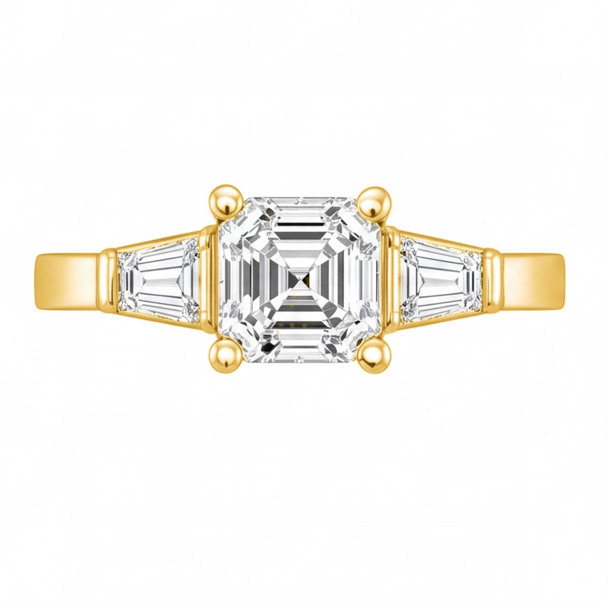 Celine engagement ring by Tiani Jewellery shown in rose gold, white gold and yellow gold.