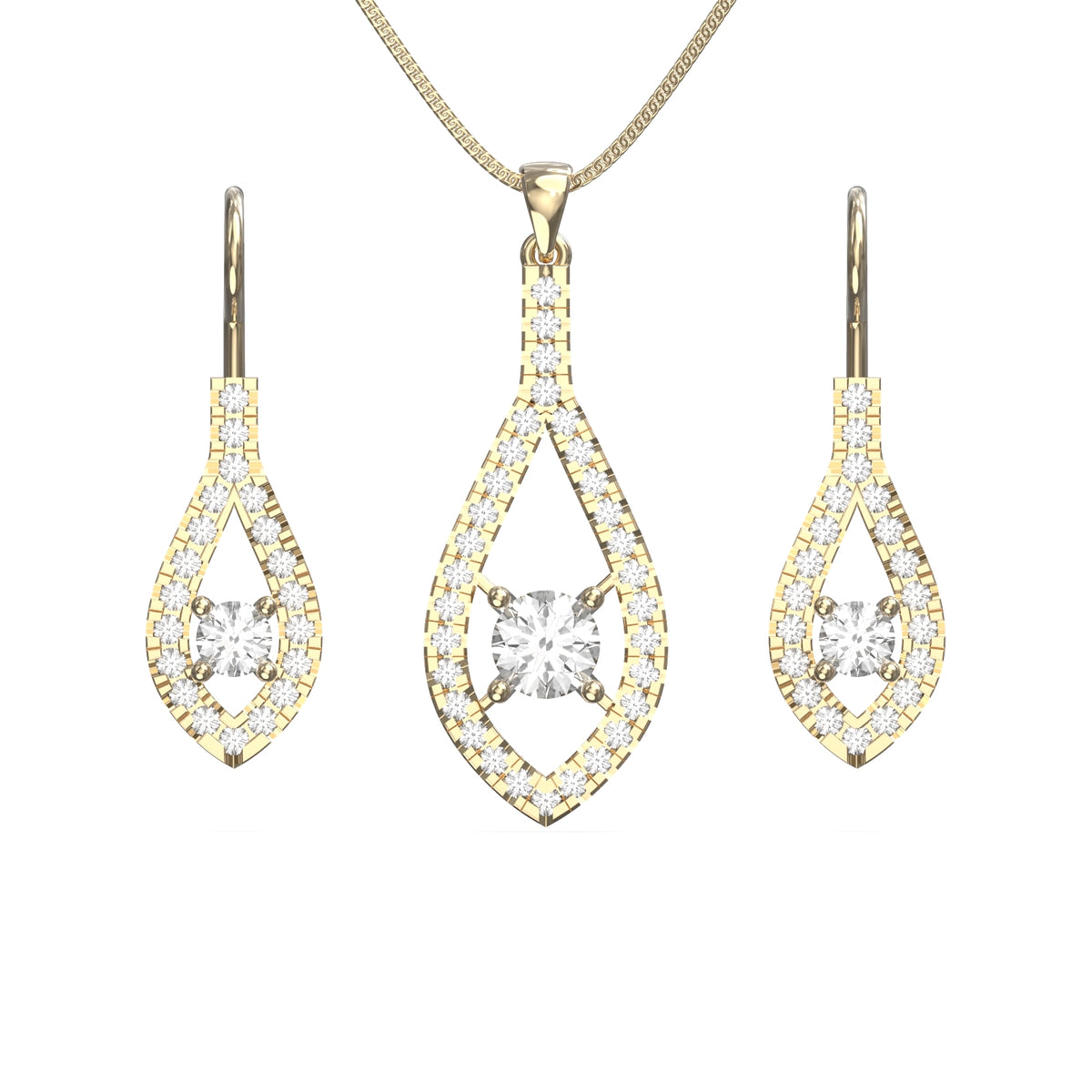 diamond pendant and earrings