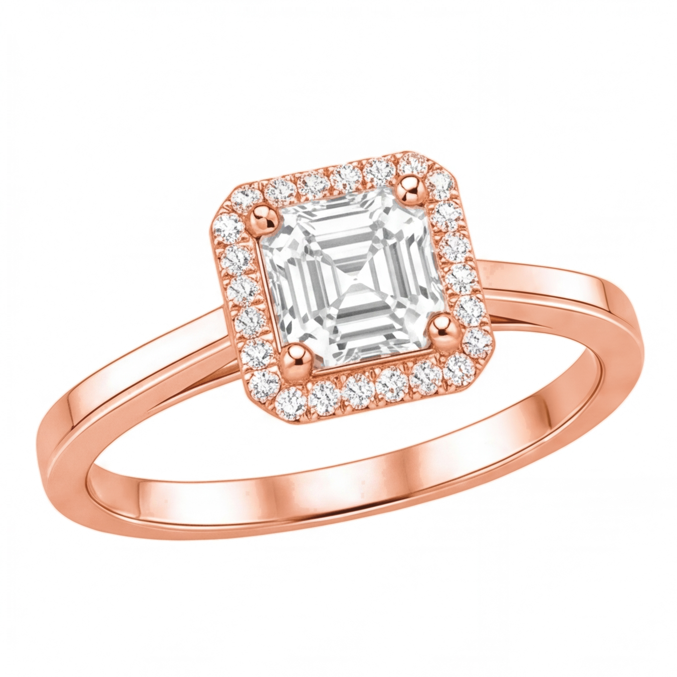 Zelia engagement ring by Tiani Jewellery shown in rose gold, white gold and yellow gold.