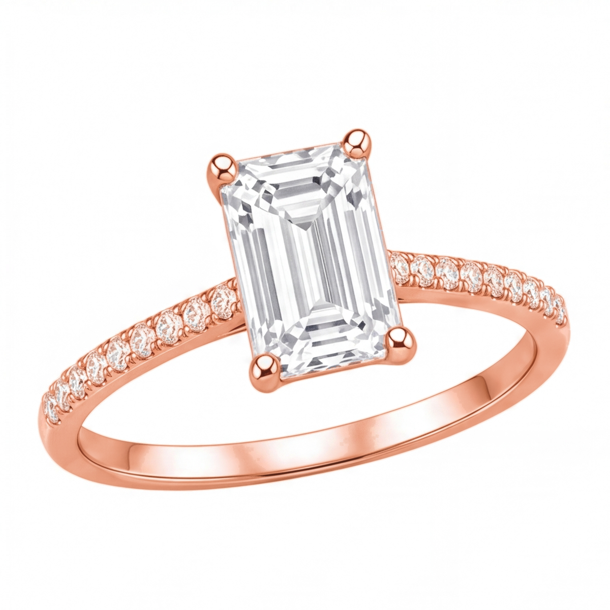 Elspeth engagement ring by Tiani Jewellery shown in rose gold, white gold and yellow gold.
