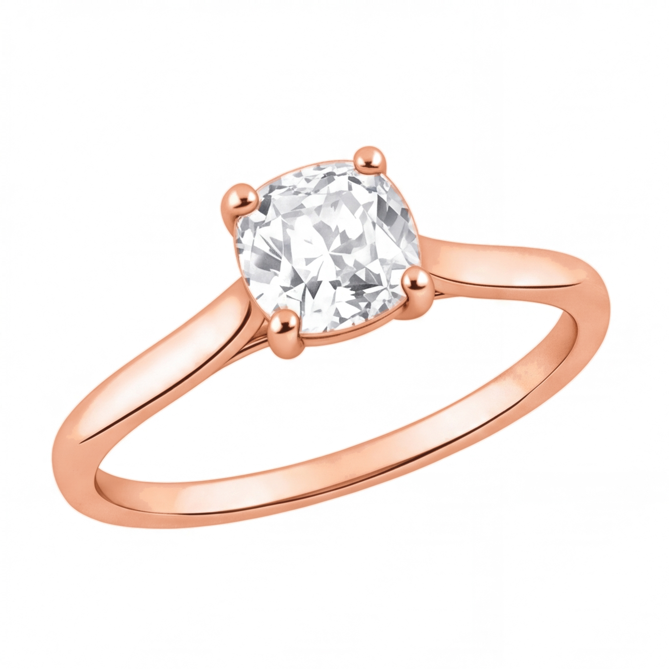 Yvonne engagement ring by Tiani Jewellery shown in rose gold, white gold and yellow gold.