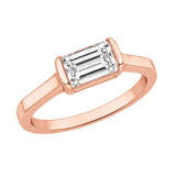Wren engagement ring by Tiani Jewellery shown in rose gold, white gold and yellow gold.