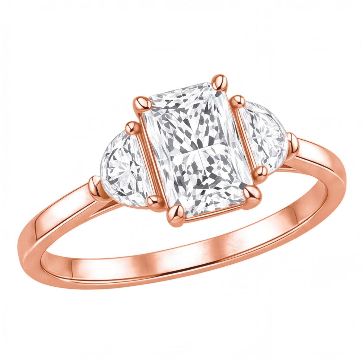 Ulani engagement ring by Tiani Jewellery shown in rose gold, white gold and yellow gold.