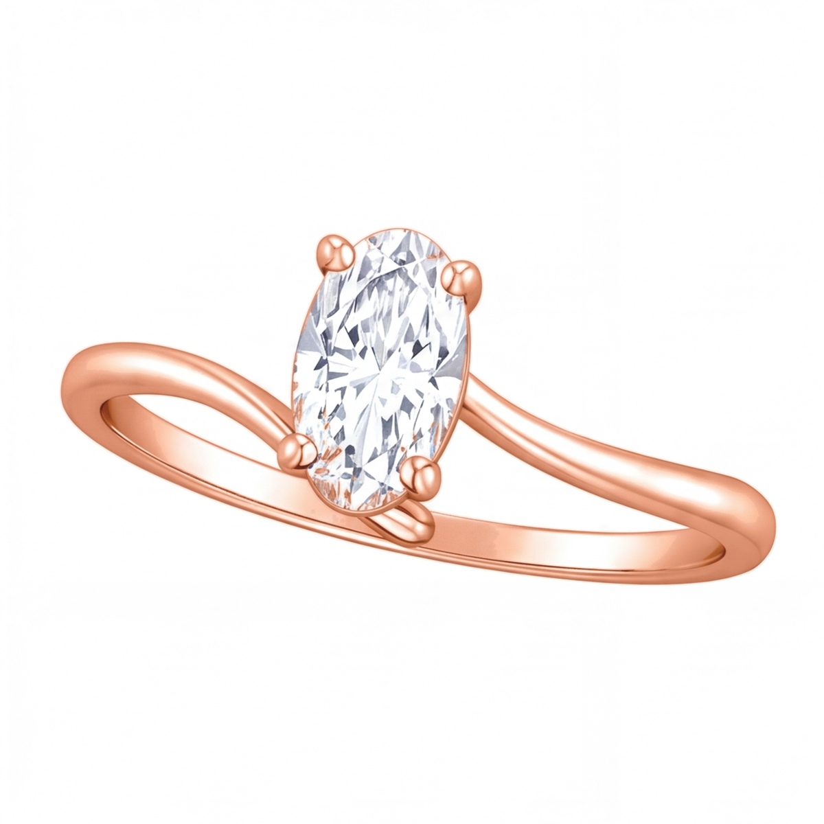 Cressida oval diamond bypass engagement ring by Tiani Jewellery in rose gold, white gold and yellow gold