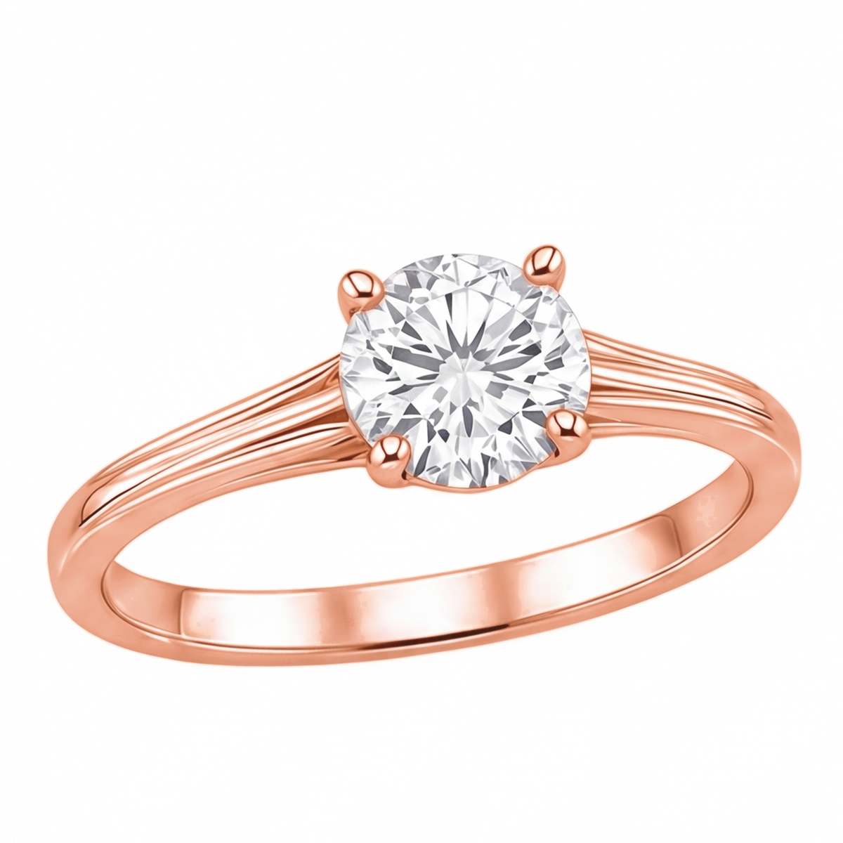 Primrose engagement ring by Tiani Jewellery shown in rose gold, white gold and yellow gold.