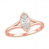 Zora engagement ring by Tiani Jewellery shown in rose gold, white gold and yellow gold.