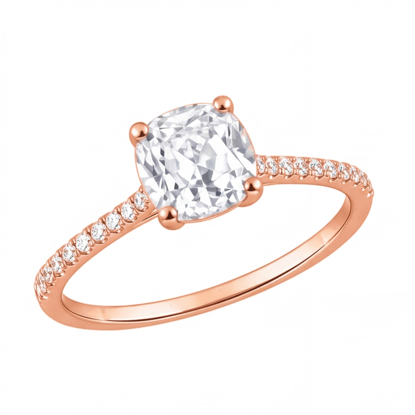 Althea engagement ring by Tiani Jewellery shown in rose gold, white gold and yellow gold.