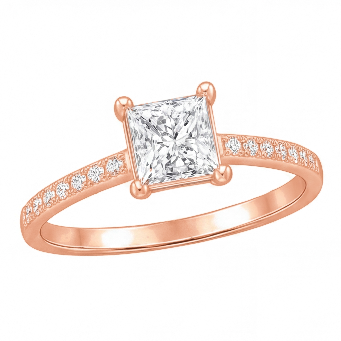 Solene engagement ring by Tiani Jewellery shown in rose gold, white gold and yellow gold.