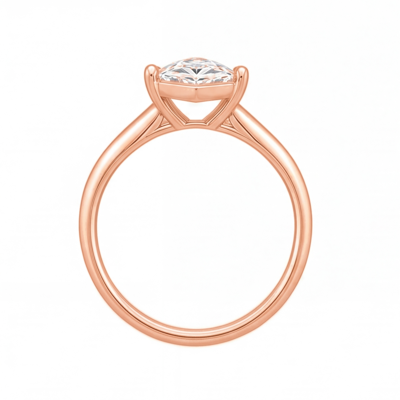 Carlotta engagement ring by Tiani Jewellery shown in rose gold, white gold and yellow gold.