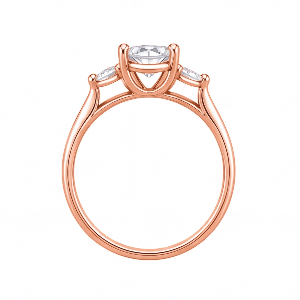 Larissa engagement ring by Tiani Jewellery shown in rose gold, white gold and yellow gold.